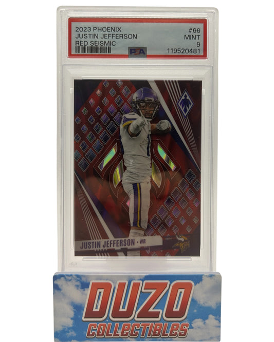 Justin Jefferson Red Seismic /199 2023 Panini Phoenix No.66 PSA 9
