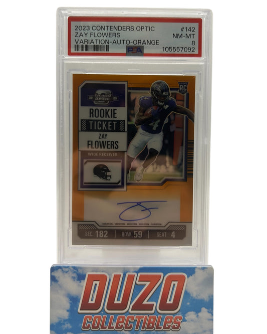 Zay Flowers Variation-OnCard-Auto-Orange /35 2023 Contenders Optic No-142 PSA 8