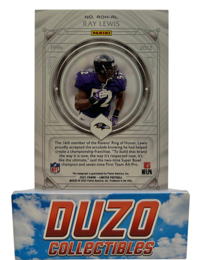 Ray Lewis Ring of Honors Auto /23 2021 Panini Limited No.ROH-RL