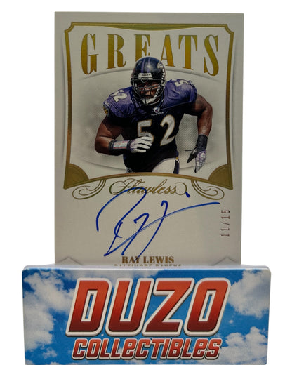 Ray Lewis Greats OnCard Auto /15 2019 Panini Flawless No.G-RL
