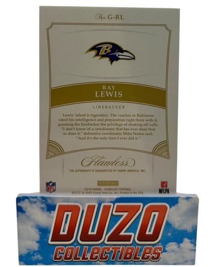 Ray Lewis Greats OnCard Auto /15 2019 Panini Flawless No.G-RL