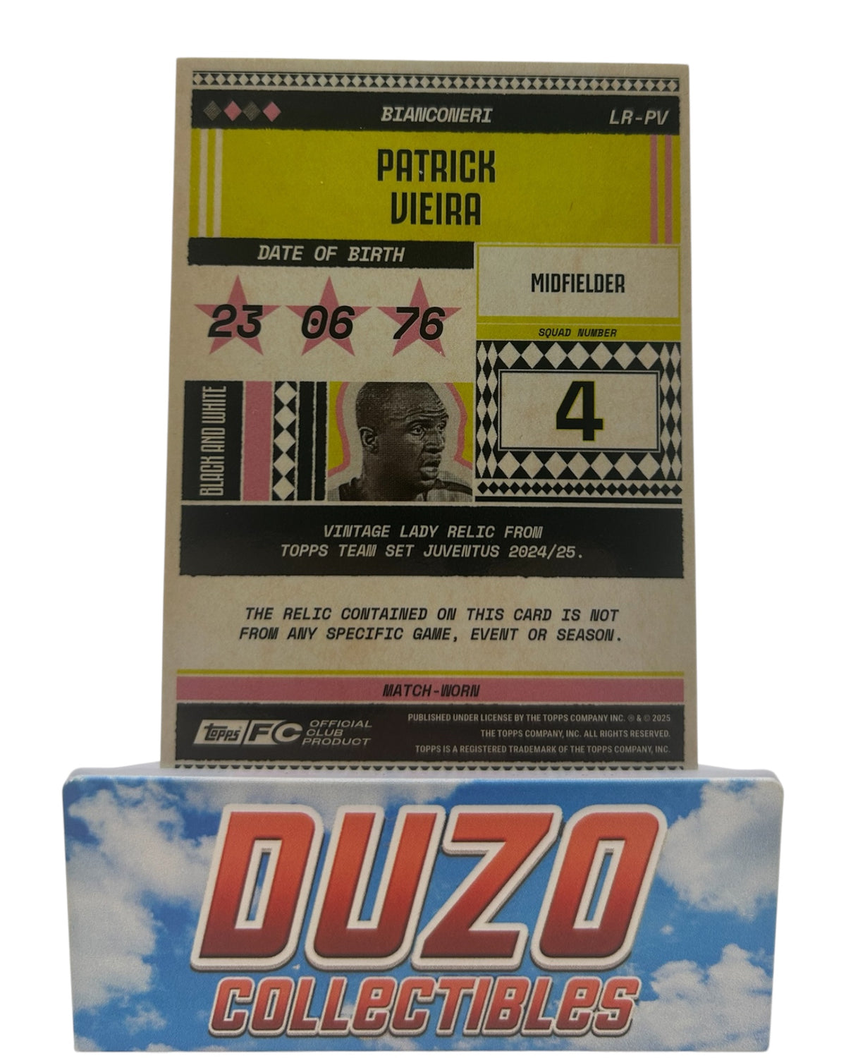 Patrick Vieira Match-Worn Patch 2025 Topps Juventus Turin No.LR-PV