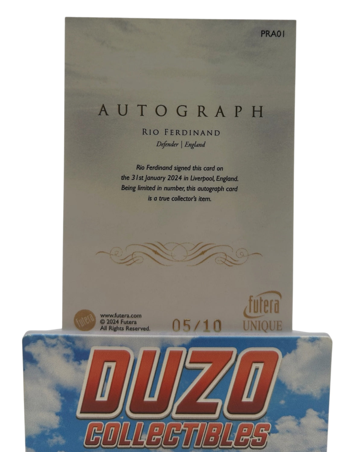 Rio Ferdinand Prestige OnCard Auto /10 2024 Futera Unique No.PRA01
