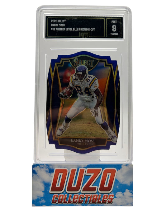 Randy Moss Premier Level Blue Prizm Die-Cut 2020 Panini Select No.112 GMA9