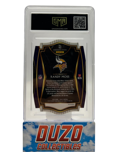 Randy Moss Premier Level Blue Prizm Die-Cut 2020 Panini Select No.112 GMA9