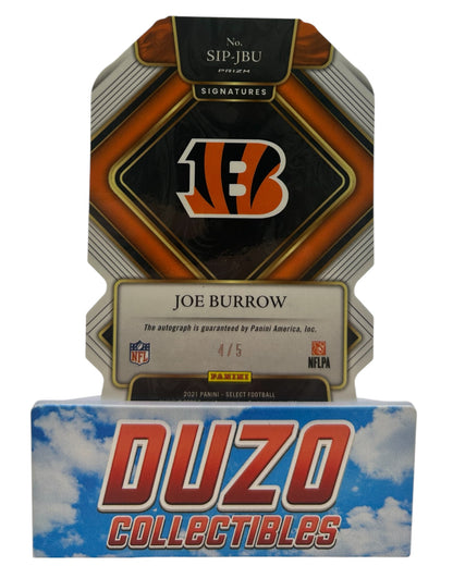 Joe Burrow Green Die-Cut Auto 4/5 2021 Panini Select No.SIP-JBU