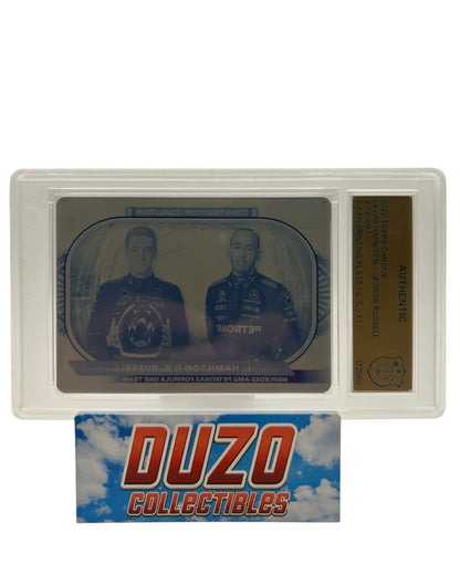 Lewis Hamilton & George Russell Cyan Russel Printing Plate 1/1 2022 Topps Chrome F1 No.CC-MF1