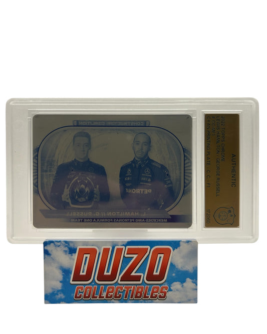 Lewis Hamilton & George Russell Cyan Russel Printing Plate 1/1 2022 Topps Chrome F1 No.CC-MF1