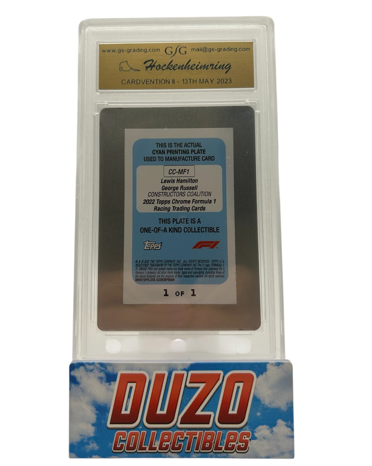 Lewis Hamilton & George Russell Cyan Russel Printing Plate 1/1 2022 Topps Chrome F1 No.CC-MF1