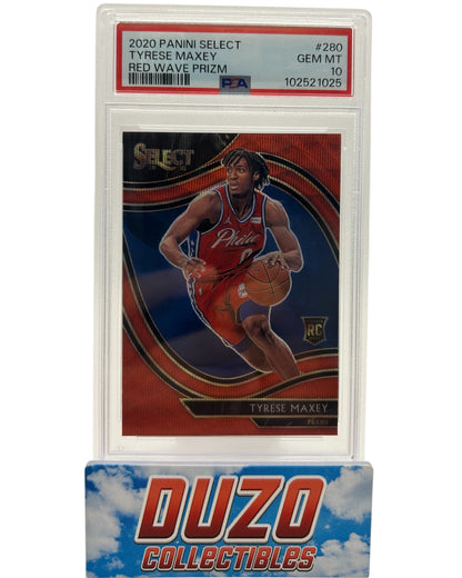 Tyrese Maxey Rookie Red Wave 2020 Panini Select No.280 PSA 10