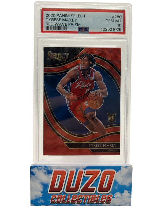 Tyrese Maxey Rookie Red Wave 2020 Panini Select No.280 PSA 10