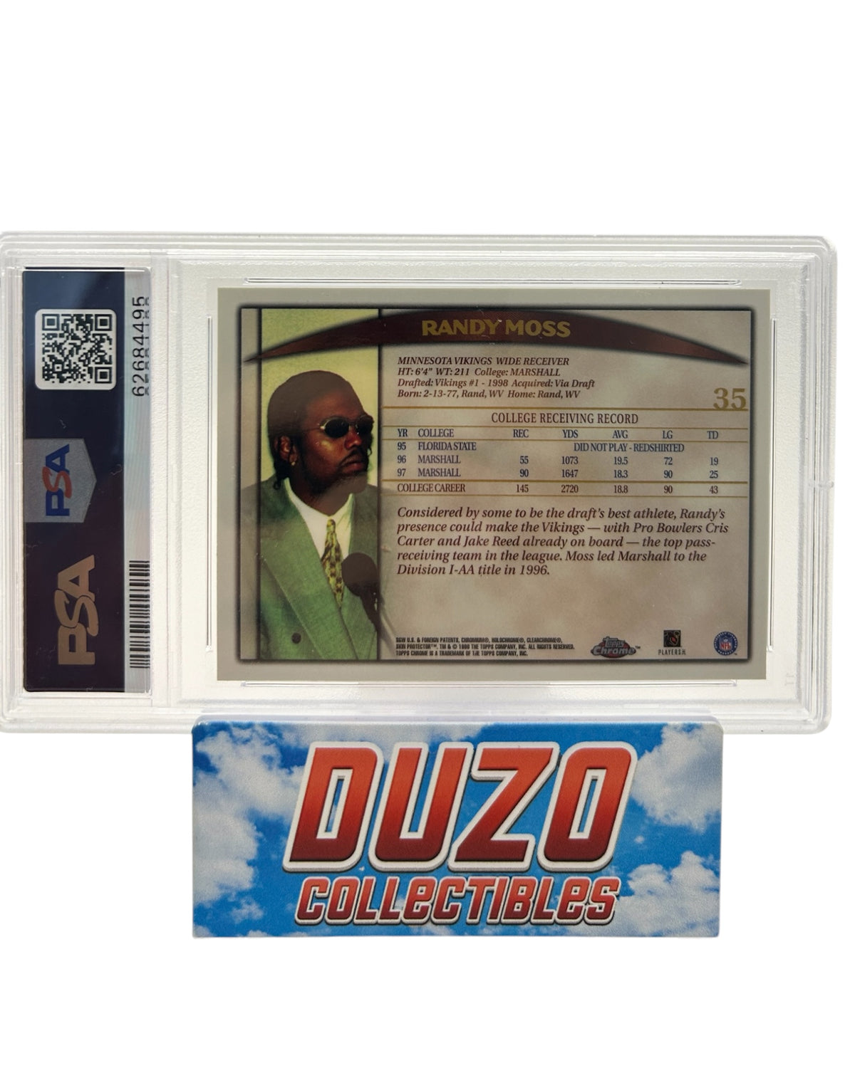 Randy Moss Rookie Draft Picks 1998 Topps Chrome No.35 PSA 10