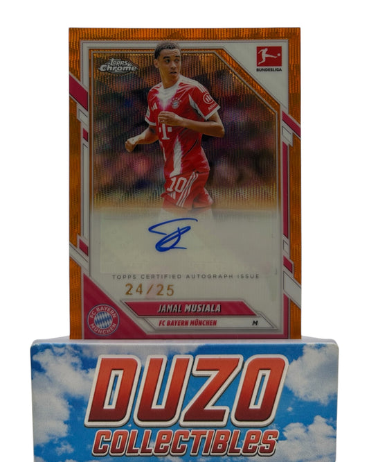 Jamal Musiala Orange Wave Auto /25 2026 Topps Chrome Bundesliga No.BA-JM