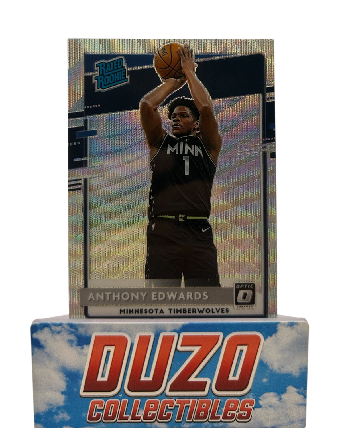 Anthony Edwards Silver Wave Rated Rookie 2020-21 Panini Donruss Optic No.151