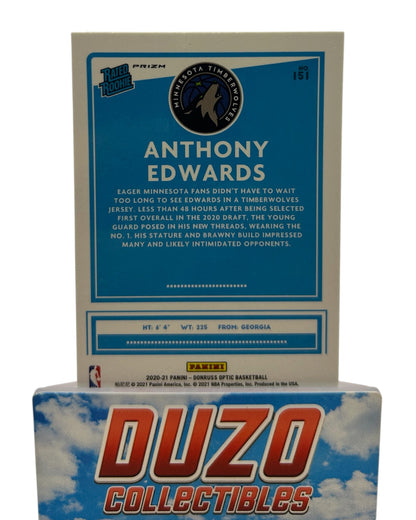 Anthony Edwards Silver Wave Rated Rookie 2020-21 Panini Donruss Optic No.151