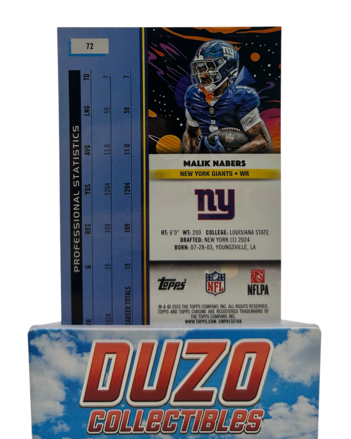 Malik Nabers Galactic Orange /25 2025 Topps Chrome Cosmic No.72