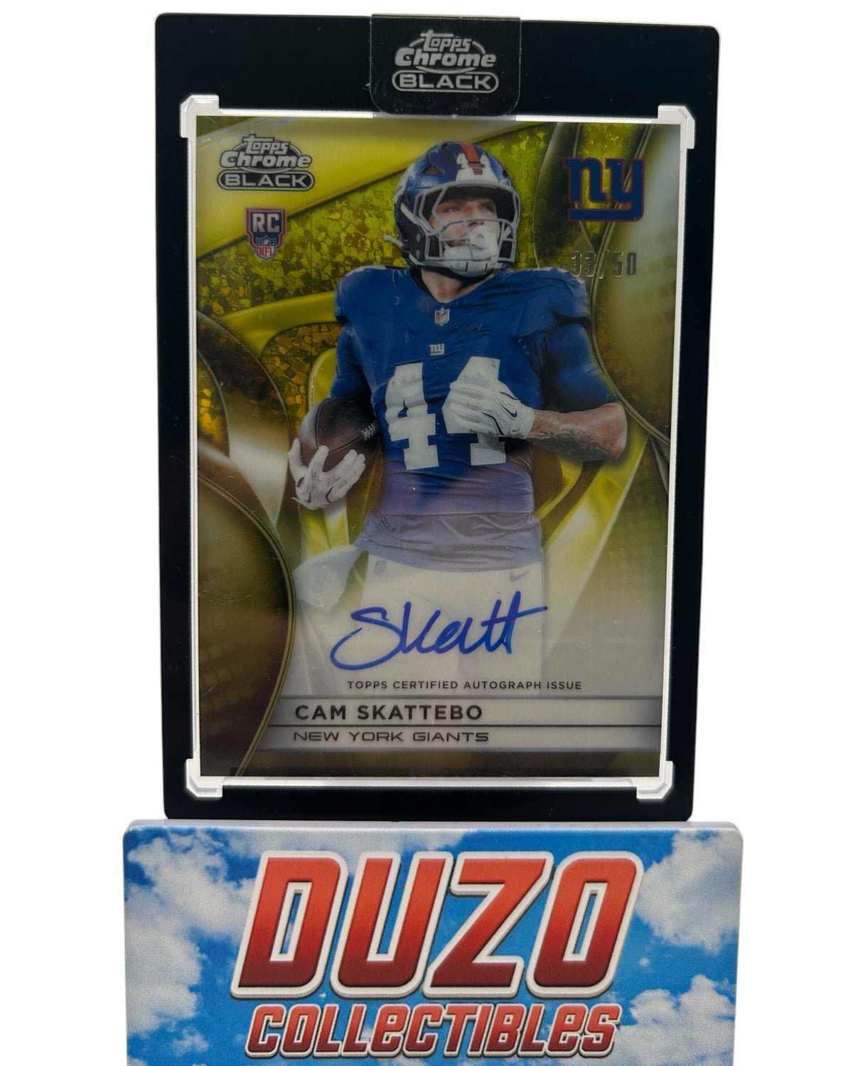 Cam Skattebo OnCard Rookie Auto Gold Mini-Diamond /50 2025 Topps Chrome Black No.Rau-CSK
