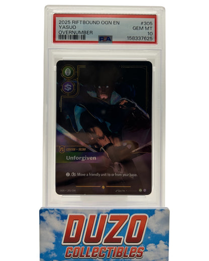 Legend Yasuo Unforgiven Overnumbered 2025 League of Legends Origins No.305/298 PSA 10