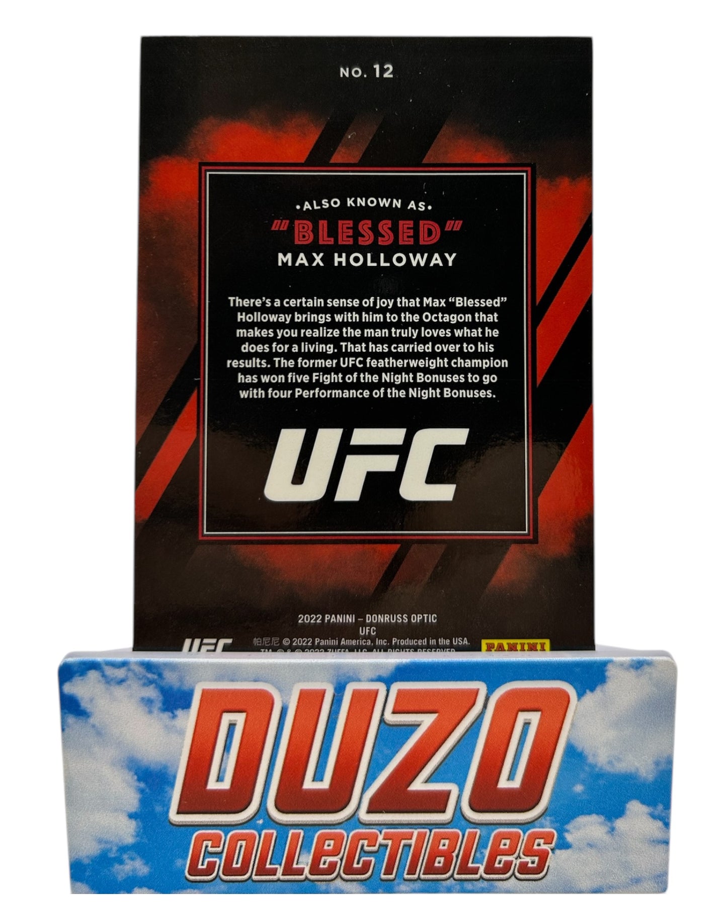 Max Holloway ''Blessed'' 2022 Panini Donruss Optic UFC No.12