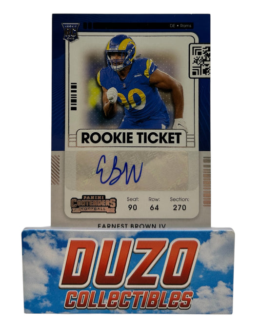 Earnest Brown IV Rookie Ticket Auto 2021 Panini Contenders No.291