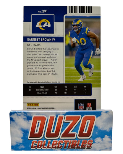 Earnest Brown IV Rookie Ticket Auto 2021 Panini Contenders No.291