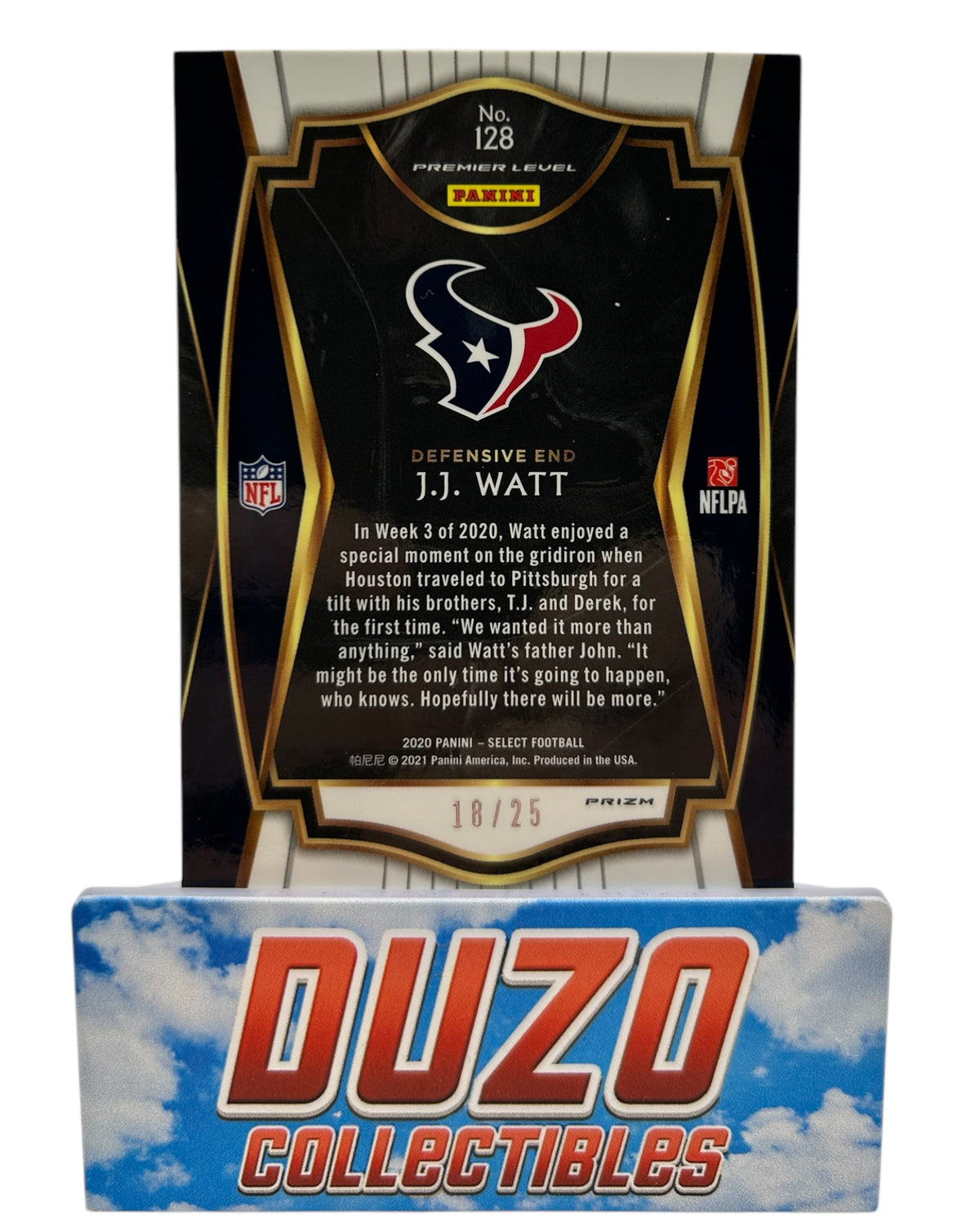 J.J. Watt Blue Disco /25 2020 Panini Select No.128