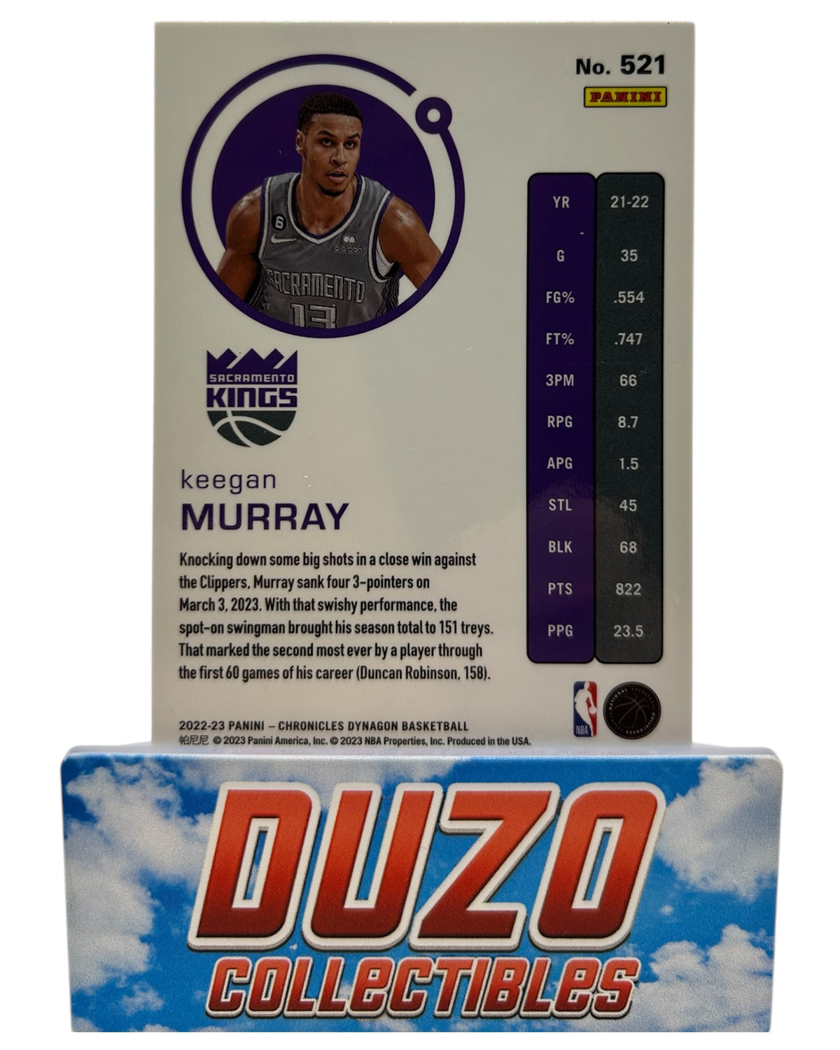 Keegan Murray Rookie Dynagon 2022-23 Panini Chronicles Dynagon