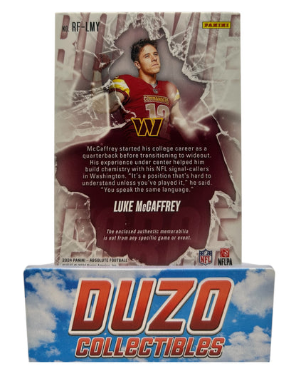 Luke McCaffrey Rookie Draft Diamonds Patch 2024 Panini Absolute Football No.RF-LMY