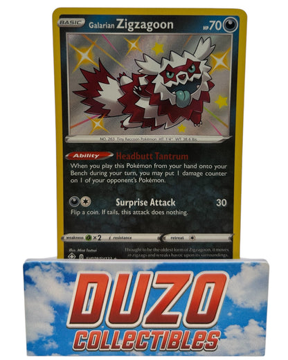 Galarian Zigzagoon Shiny SV078/SV122 Pokemon Nintendo 2021 Shining Fates