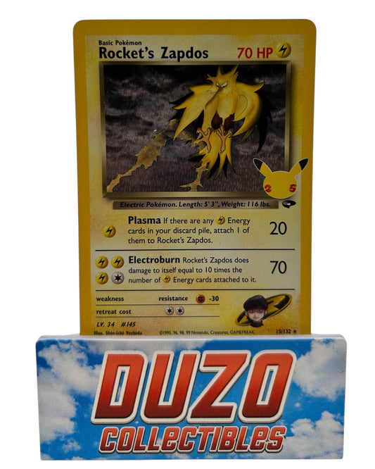 Rockets Zapdos Holo 15/132 Base Set 1999 Remake 25th Anniversary Nintendo 2021