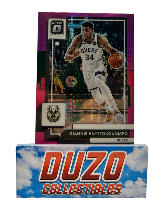 Giannis Antetokounmpo Pink Hyper Prizm 2022-23 Panini Donruss Optic No.75