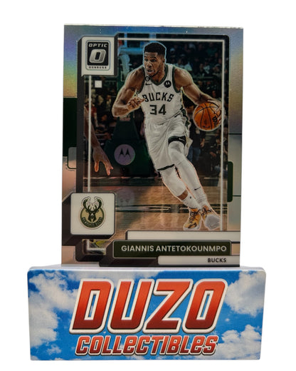 Giannis Antetokounmpo Silver Prizm 2022-23 Panini Donruss Optic No.75
