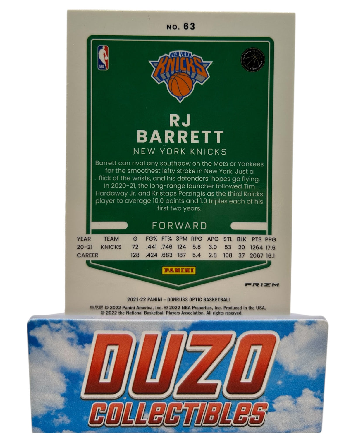 RJ Barrett Blue Velocity 2021-22 Panini Donruss Optic No.63