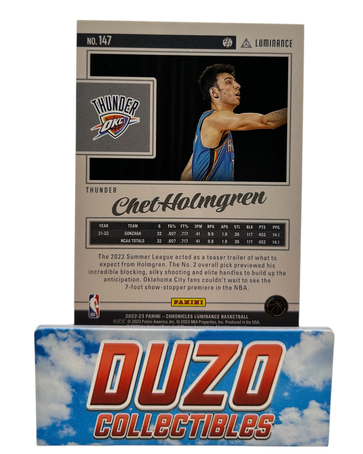 Chet Holmgren Rookie 2022-23 Panini Chronicles Luminance No.147