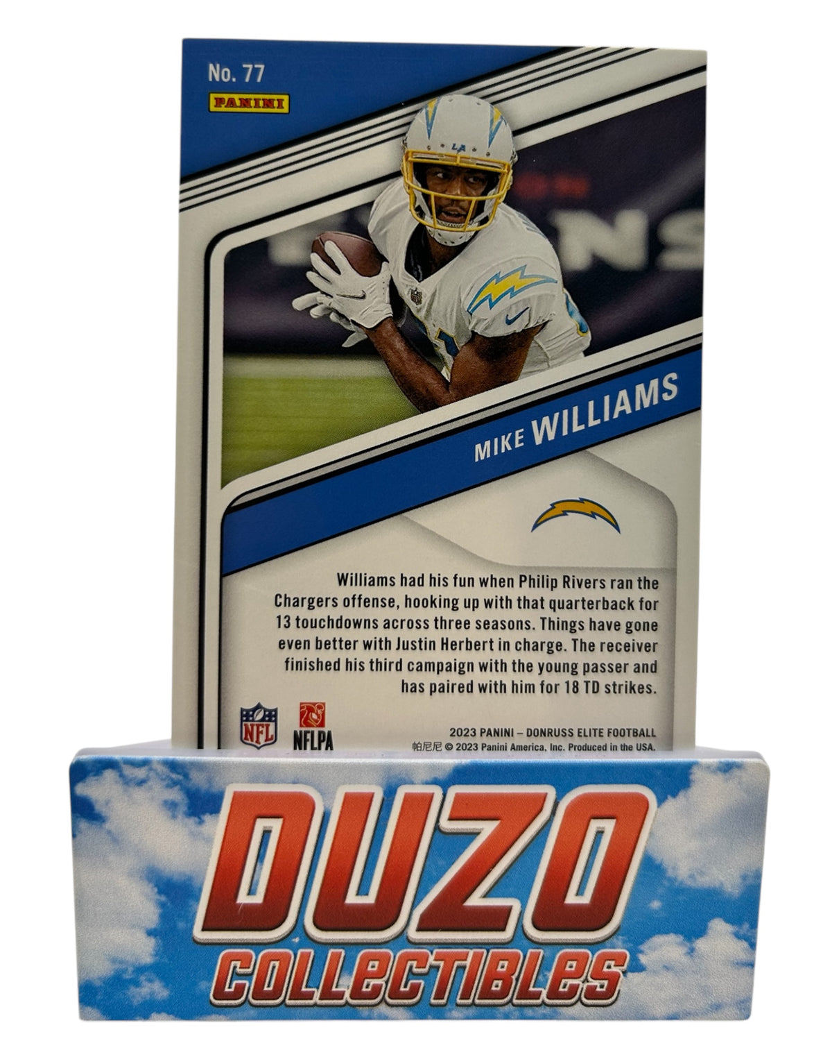 Mike Williams Orange /399 2023 Panini Donruss Elite No.77