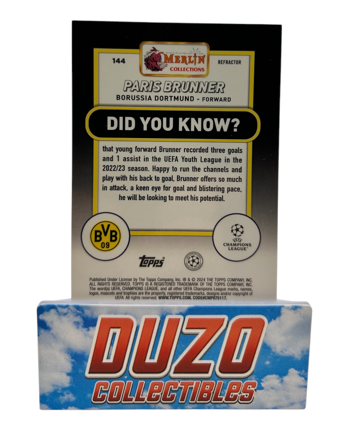 Paris Brunner Rookie Refractor Topps Merlin Champions League 2024 No.144