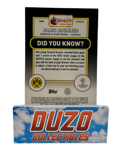 Paris Brunner Rookie Refractor Topps Merlin Champions League 2024 No.144