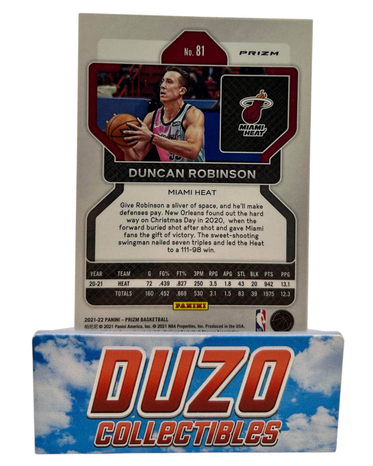 Duncan Robinson Silver 2021-22 Panini Prizm No.81