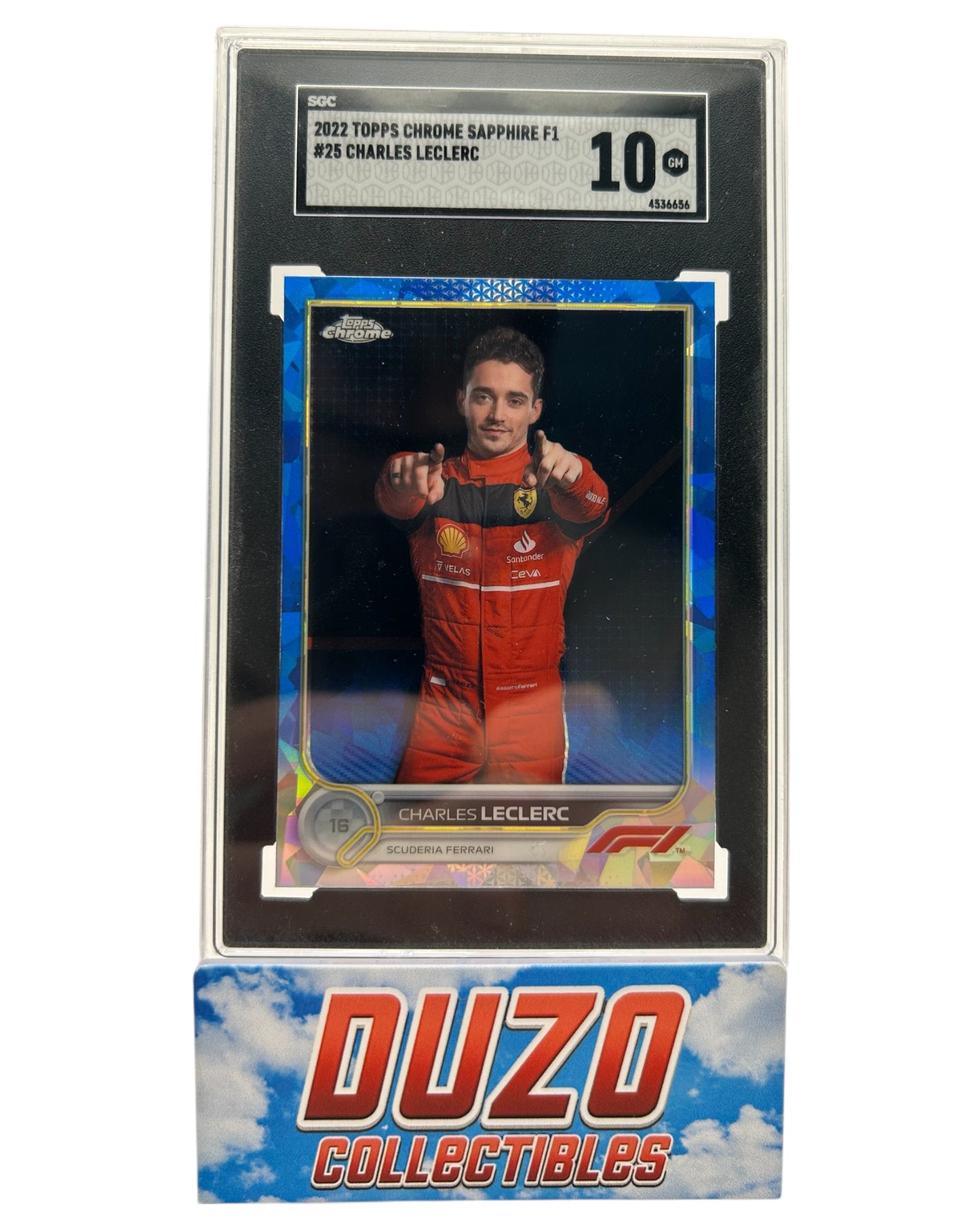 Charles Leclerc Blue Cracked Ice 2022 Topps Chrome Sapphire F1 No.25 SGC10