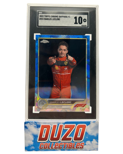 Charles Leclerc Blue Cracked Ice 2022 Topps Chrome Sapphire F1 No.25 SGC10