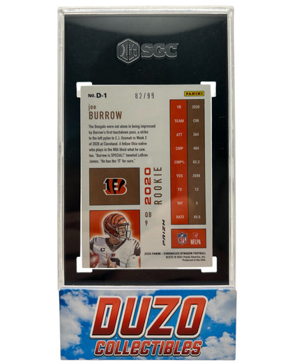 Joe Burrow Dynagon Rookie Red Prizm /99 2020 Panini Chronicles No.D-1 SGC10