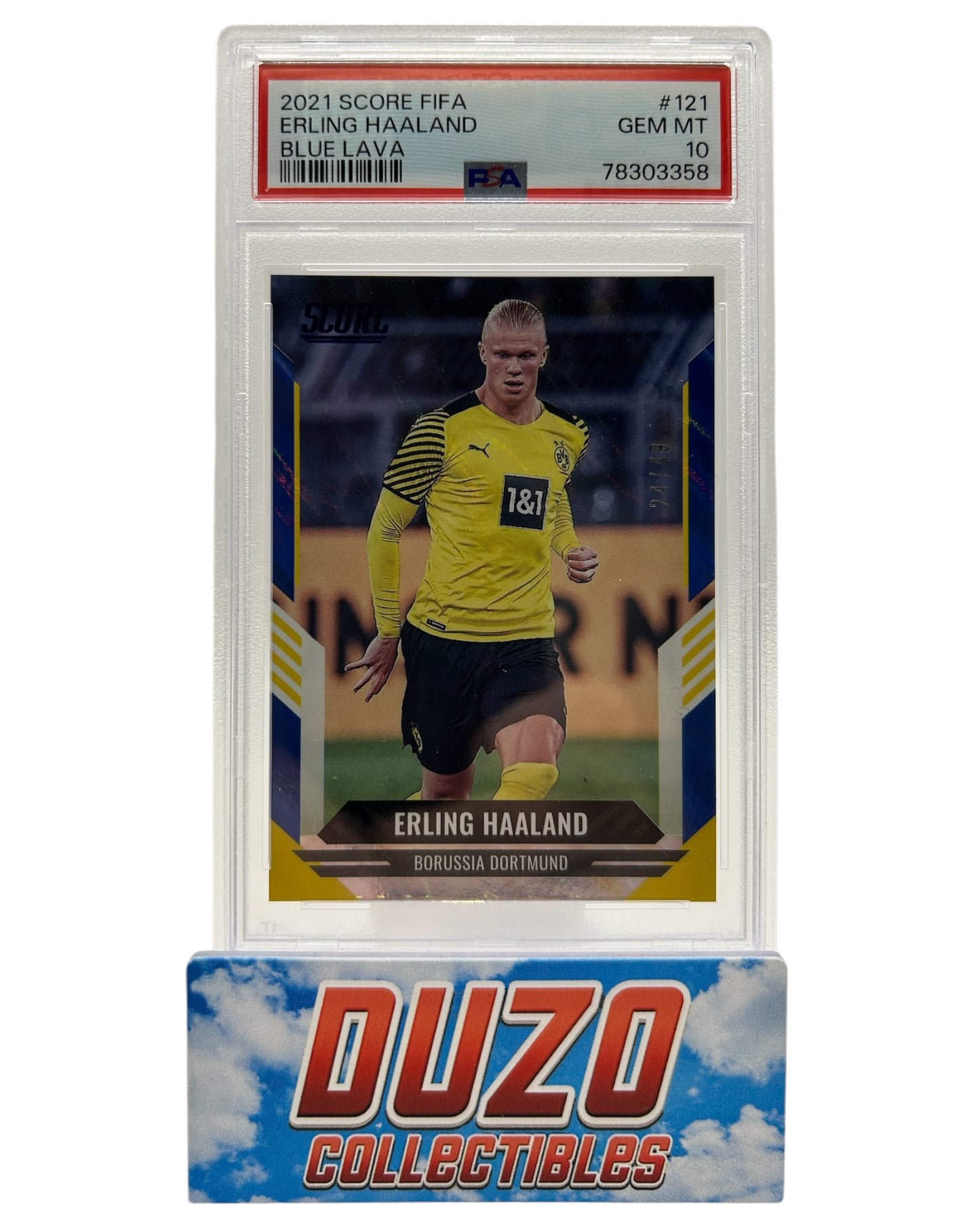 Erling Haaland Blue Lava /49 2021 Score FIFA PSA 10 #121