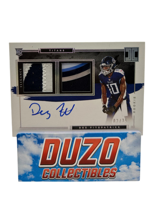 Dez Fitzpatrick Rookie OnCard Auto & Patch + Helmet Piece /35 Panini Impeccable