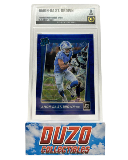 Amon-Ra St.Brown Rated Rookie Blue Scope 2021 Panini Donruss Optic #228 Graded 9