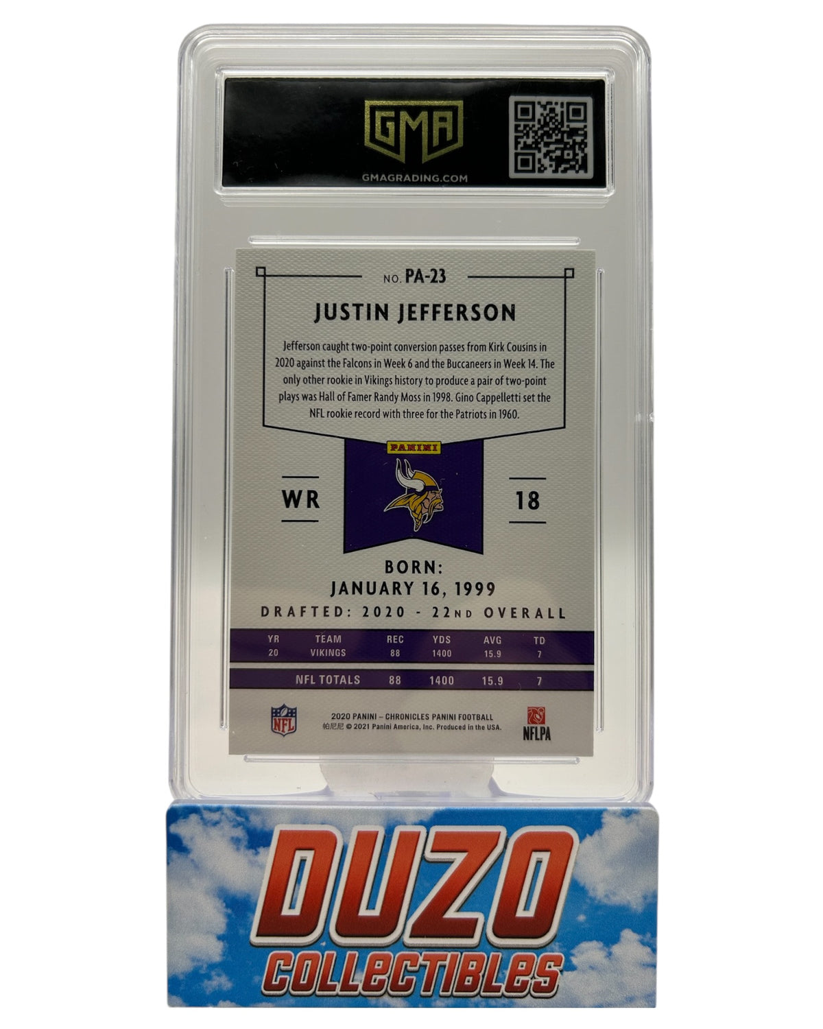 Justin Jefferson Rookie 2020 Chronicles Graded Gem Mint 10 #23