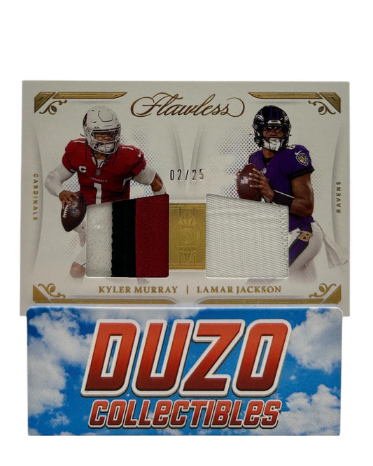 Lamar Jackson Kyler Murray Dual 3-Color Player-Worn Patch /25 Flawless 2021