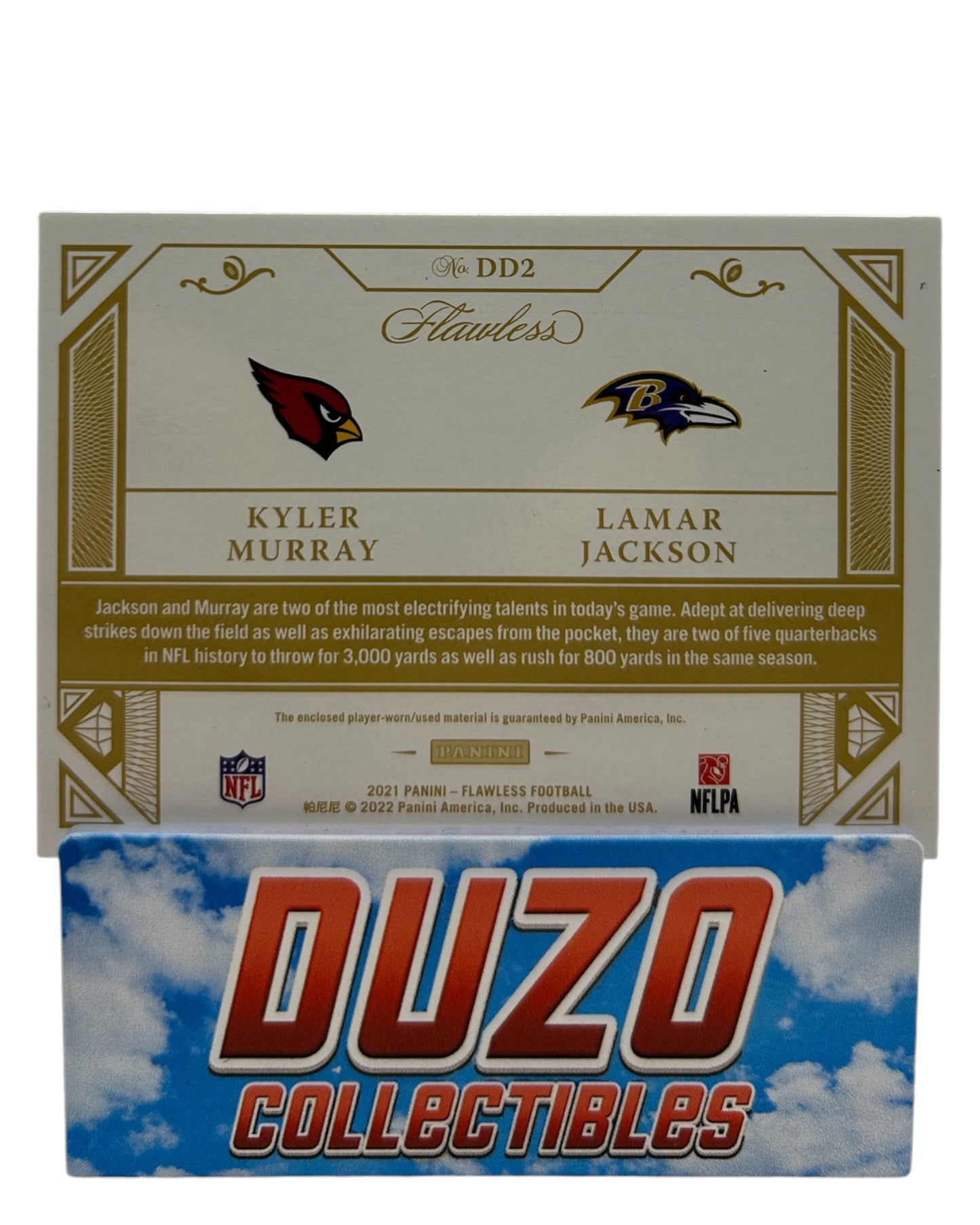 Lamar Jackson Kyler Murray Dual 3-Color Player-Worn Patch /25 Flawless 2021