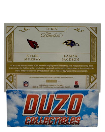 Lamar Jackson Kyler Murray Dual 3-Color Player-Worn Patch /25 Flawless 2021