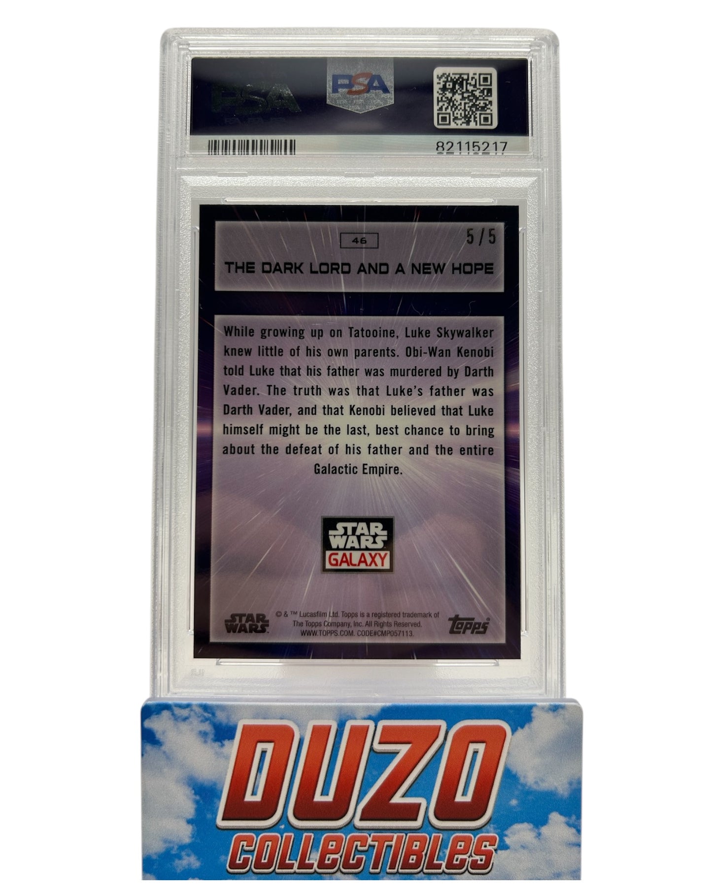 The Dark Lord and a new Hope 2022 TOPPS Star Wars Galaxy 5/5 Red Refractor PSA8