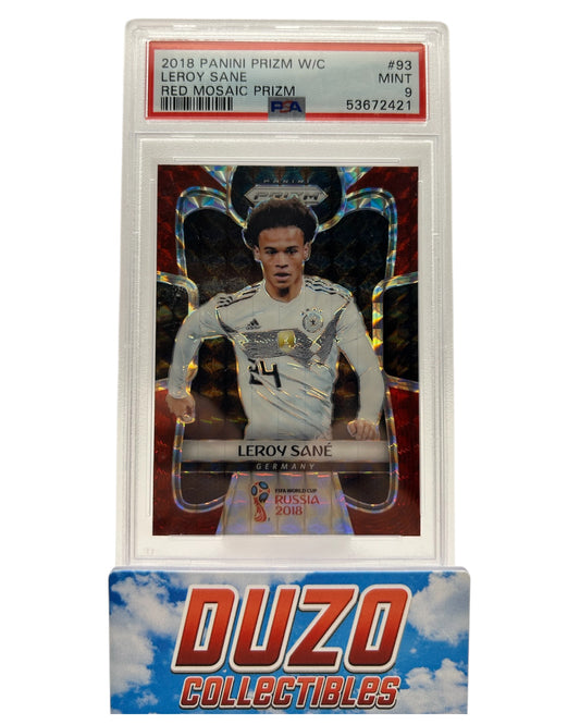 Leroy Sane 2018 Panini Prizm World Cup Red Mosaic Prizm #93 PSA9